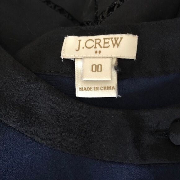 J. Crew Contrast Trim Navy and Black Blouse, 00 - Picture 7 of 8